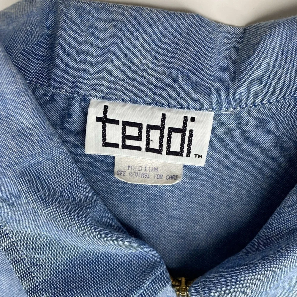 Vintage Teddi Chambray Lightweight Jacket Full Zip Sz Med - Picture 5 of 7